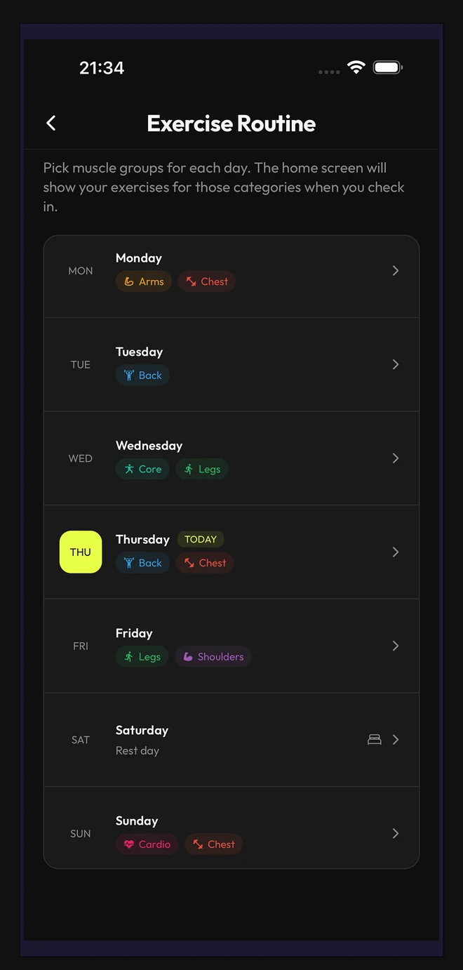 FitlandHQ app — Choose your day